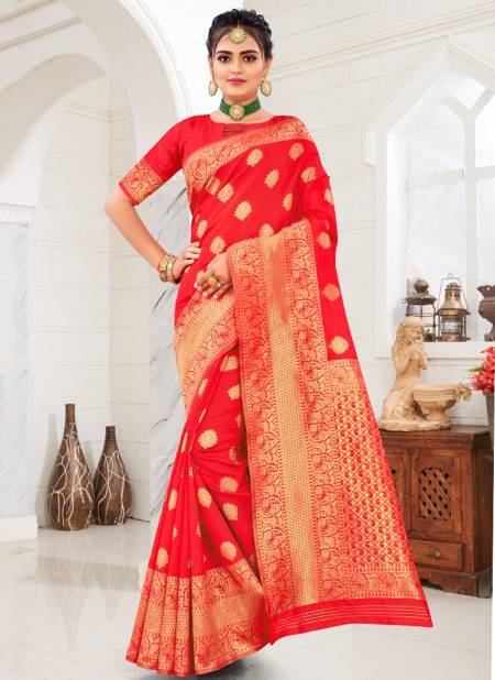 Red Colour Santraj New Fancy Festive Wear Banarasi Silk Designer Latest Saree Collection 1020